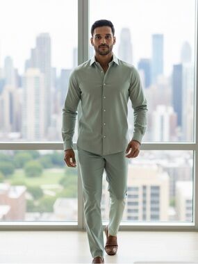 EUC - Alexander Julian Colours Men’s Green Long Sleeve Button Down Shirt- Size L